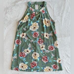AS U Wish Green Floral Print Crepe Dress Size Small